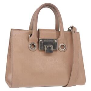 Jimmy Choo Hand Bag Leather 2way Pink Silver Auth bs30826